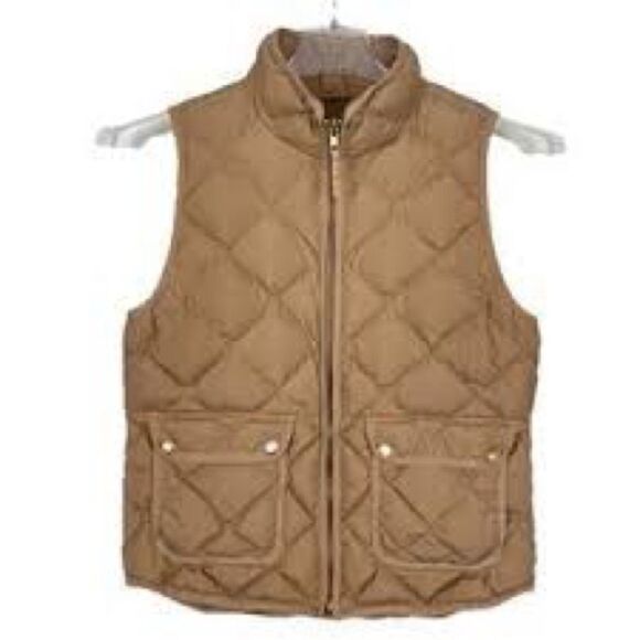 J.Crew Excursion Quilted Down Vest size XXS in Camel Hiking Outdoors Cozy - Picture 1 of 4